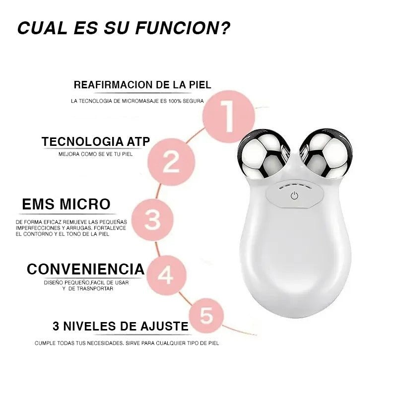 MASAJEADOR FACIAL DE MICROCORRIENTE – REAFIRMANTE, ANTIEDAD Y ESTIMULADOR MUSCULAR