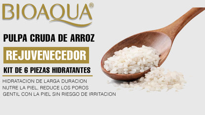 KIT FACIAL DE ARROZ BIOAQUA – RUTINA COMPLETA ACLARANTE E HIDRATANTE